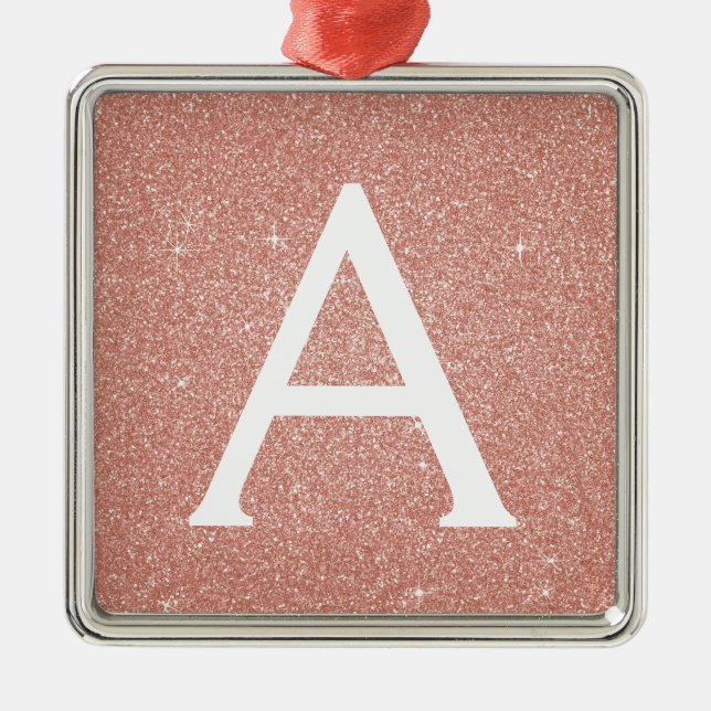 Rosa-Gold-Glitzer und Sparklogramm Ornament Aus Metall (Vorne)