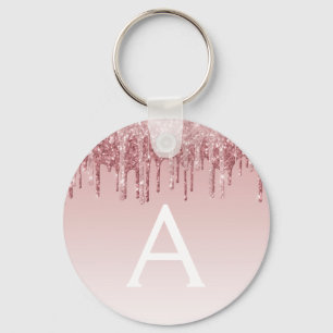 Rosa-Gold-Glitzer und Sparklogramm Schlüsselanhänger