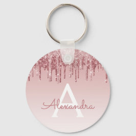 Rosa-Gold-Glitzer und Sparklogramm Schlüsselanhänger