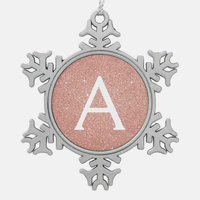 Rosa-Gold-Glitzer und Sparklogramm Schneeflocken Zinn-Ornament (Vorderseite)