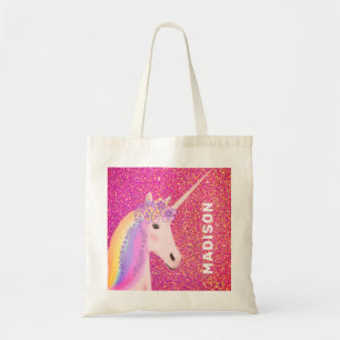 Rosa Gold Glitzer Unicorn Regenbogen Girly Customi Tragetasche