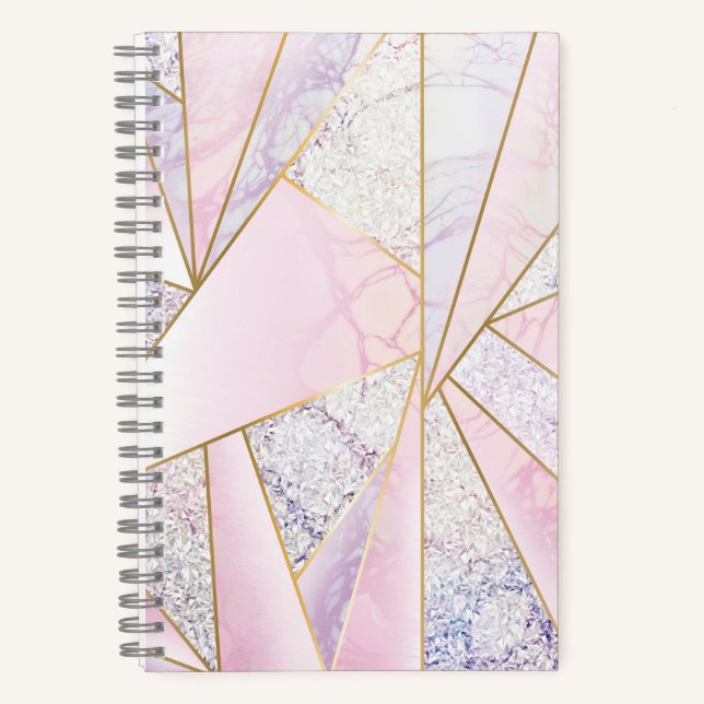 Rosa Gold Glitzer wie Sketchbook Marble Elegance Notizbuch (Vorderseite)