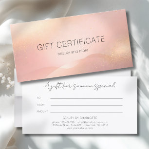 Rosa Gold Glow Gradient Salon Geschenkgutschein