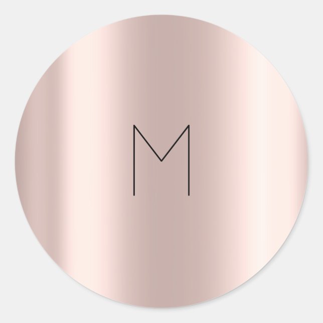 Rosa Gold Grau Monogram Runder Aufkleber (Vorderseite)