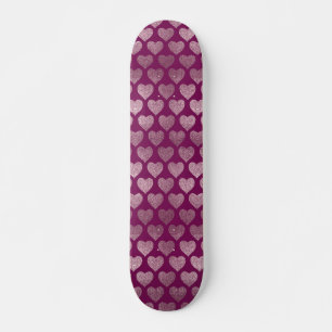 Rosa Gold Herzen Glitter-Muster Skateboard