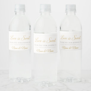 Rosa & Gold Hochzeits-Wasserflaschen-Etikett – 🤍 Wasserflaschenetikett