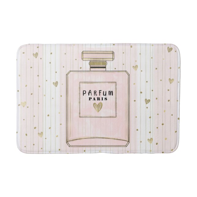 Rosa & Gold hören Paris Parfum Chic Mode Badematte (Vorderseite)