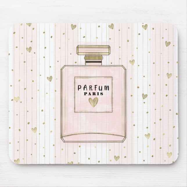 Rosa & Gold hören Paris Parfum Chic Mode Mousepad (Vorne)