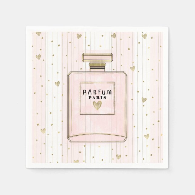 Rosa & Gold hören Paris Parfum Chic Mode Serviette (Vorderseite)