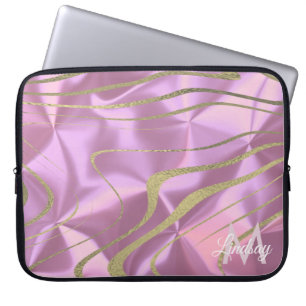 Rosa Gold Imitate Fohlen Wirbel Mit Monogramm Laptopschutzhülle