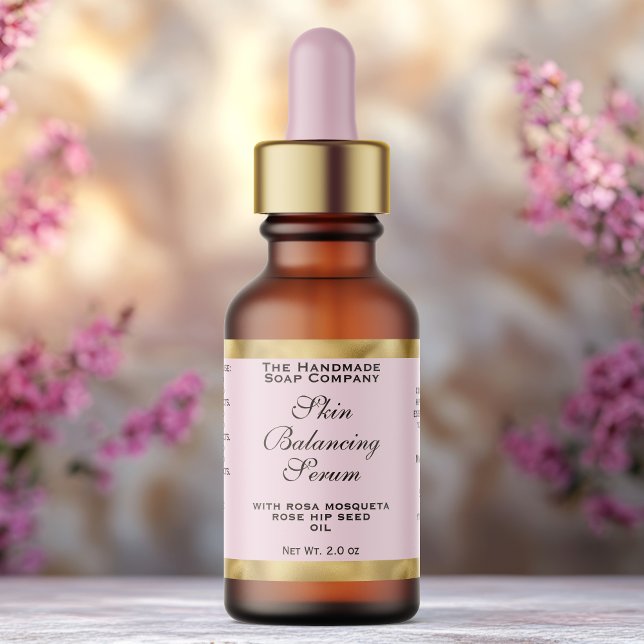 Rosa & Gold Kleiner Tropfflaschen-Etikett  Adressaufkleber (Von Creator hochgeladen)