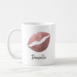 Rosa Gold Lippenstift-Kuss-Druck Kaffeetasse