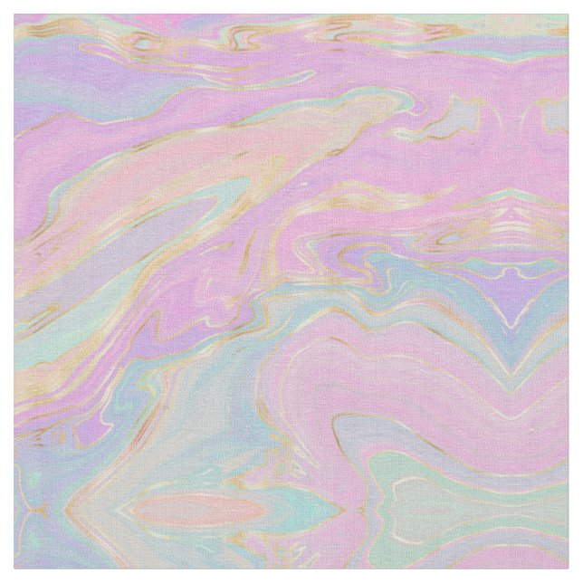 Rosa Gold Liquid Swirl Rainbow Marmor Stoff (Nahaufnahme)
