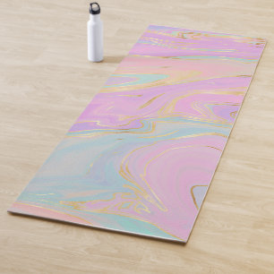 Rosa Gold Liquid Swirl Rainbow Marmor Yogamatte