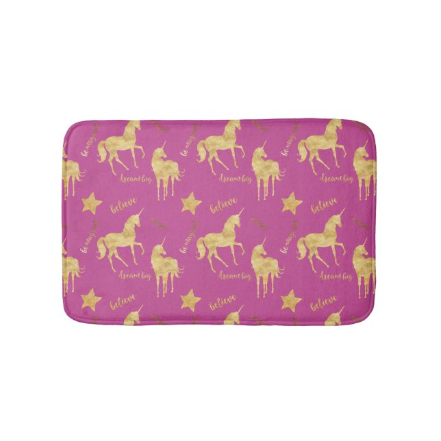 Rosa Gold Magisches Einhorn Badematte (Vorderseite)
