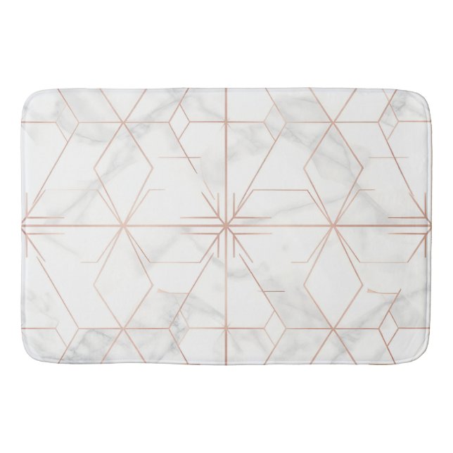 Rosa-Gold-Marmor-Geometrisches Muster Badematte (Vorderseite)