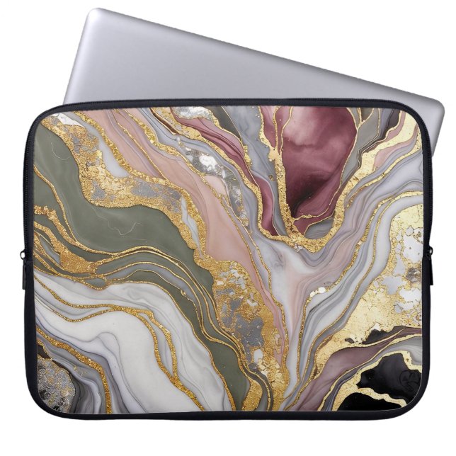 Rosa Gold Marmor Laptop Hülle Luxus Case (Vorderseite)