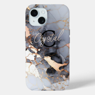 Rosa Gold Marmor Monogramm individuell Case-Mate iPhone Hülle