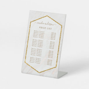Rosa Gold Marmor Preisliste Menü "Pedestelle Sign" Sockelschild
