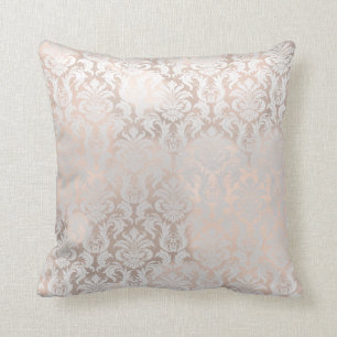 Rosa Gold Metallic Damask Royal Gray Kissen