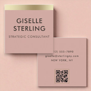 Rosa Gold Metallic QR Code Quadratische Visitenkarte