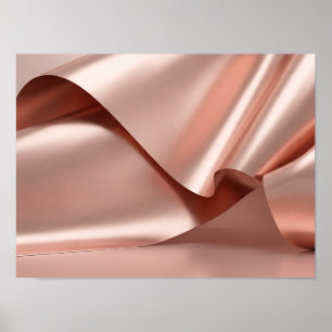 Rosa-Gold-Metallische abstrakt gefaltete Wellen Poster