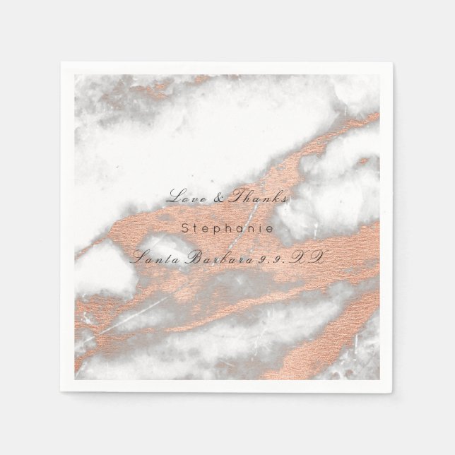 Rosa Gold Metallische Blush Marmor Hochzeit Serviette (Vorderseite)