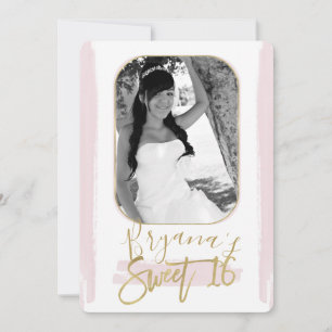Rosa Gold Minimal Modern Sweet 16 Foto Bild Einladung