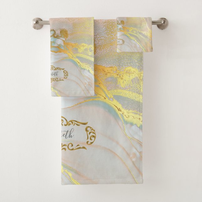 Rosa Gold Mit Monogramm Badhandtuch Set (Insitu)