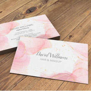 Rosa Gold Moderne Kunst Flüssige Wasserfarbe Visitenkarte