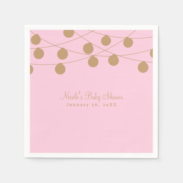 Rosa & Gold Moderne String Lights Chic Party Serviette (Vorderseite)