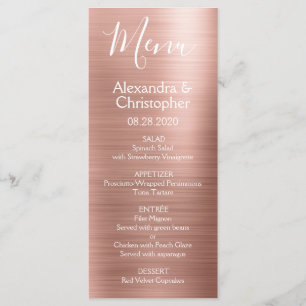 Rosa Gold Moderne und elegante Hochzeitsmenüs Menükarte