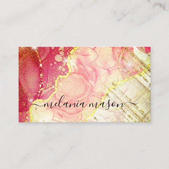 Rosa Gold Modernes flüssiges Wasser Alkohol Alkoho Visitenkarte (Vorderseite)