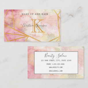Rosa Gold Monogram Floral Makeup Artist Friseur Sa Visitenkarte