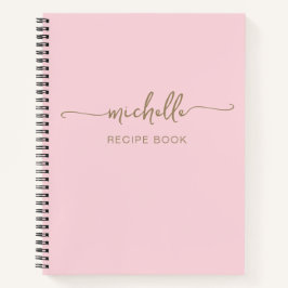 Rosa Gold Monogram Name Signature Cookbook Rezept Notizbuch
