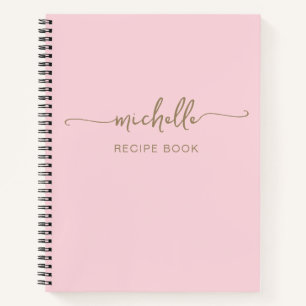 Rosa Gold Monogram Name Signature Cookbook Rezept Notizbuch