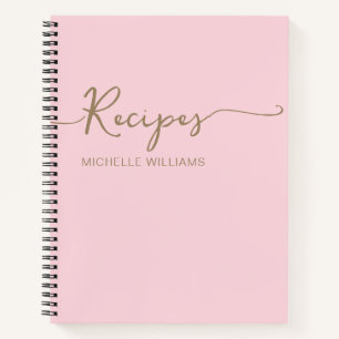 Rosa Gold Monogram Name Signature Cookbook Rezept Notizbuch