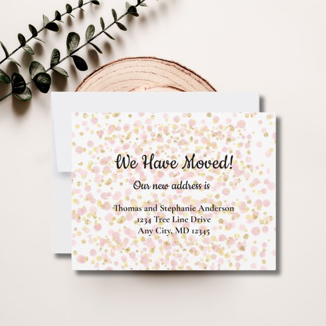 Rosa Gold Overlay Mouncement Card (Pink gold overlay We have moved moving announcement card. )