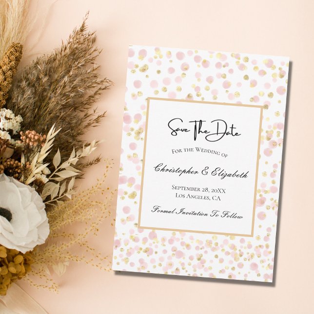 Rosa Gold Overlay QR Code Hochzeit Termin Karte (Von Creator hochgeladen)
