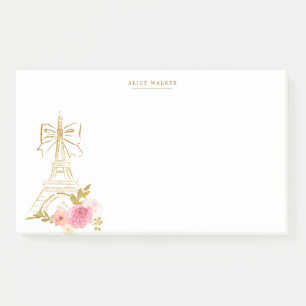 Rosa Gold Pariser Chic Monogramm Post-it Klebezettel