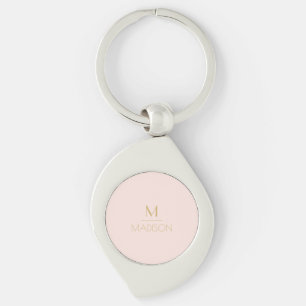 Rosa & Gold personalisiertes Monogramm Name Schlüsselanhänger