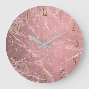 Rosa Gold Pink Moderne Trendige Glamour Marmor Chi Große Wanduhr