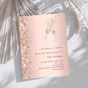 Rosa Gold-Pink Prost Geburtstagseinladung