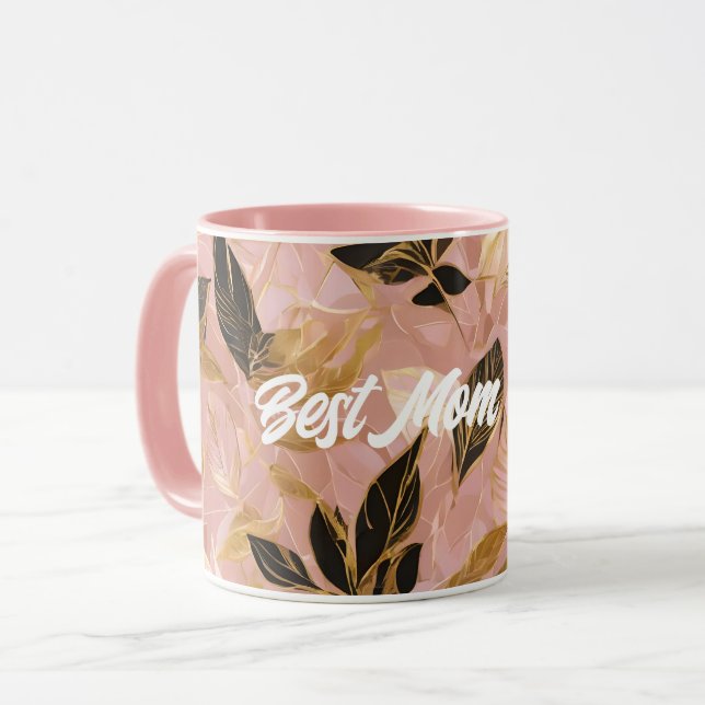 Rosa Gold Popular Boho Blätter Collection Tasse (Vorderseite Links)