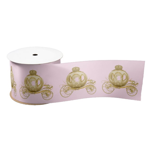Rosa Gold Princess Carriage Satinband (Spule)
