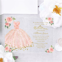 Rosa Gold Princess Dress Floral Quinceañera