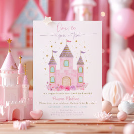 Rosa Gold Prinzessin Burg Erstbezug Geburtstag Einladung