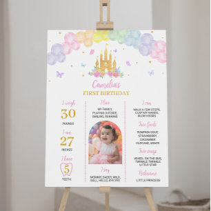 Rosa Gold Prinzessin Burg Geburtstag Milestone Zei Poster