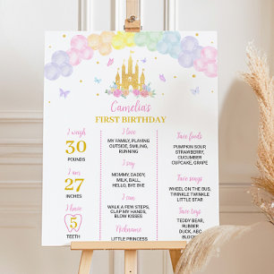 Rosa Gold Prinzessin Burg Geburtstag Milestone Zei Poster