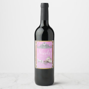 Rosa Gold Prinzessin Krone Kutsche Märchen Wein Weinetikett